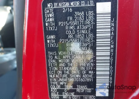 2016 Nissan Juke Nismo/S/Sl/Sv from USA, damaged, VIN JN8AF5MR7GT607891